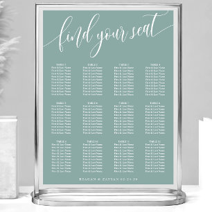 Poster Gráfico de Assentos de Casamento Simples em Azul P