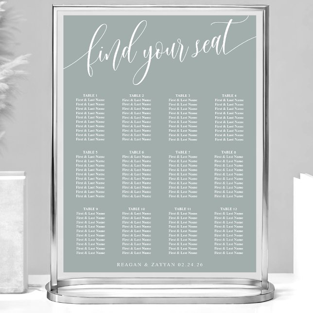 Poster Gráfico de Assentos de Casamento Simples em Sage E (Criador carregado)