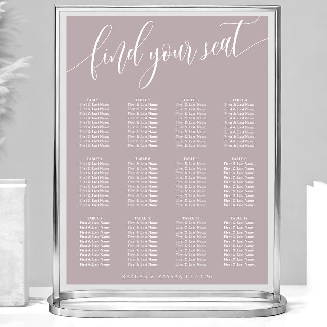 Poster Gráfico de Assentos de Casamento Simples Lavanda E (Criador carregado)