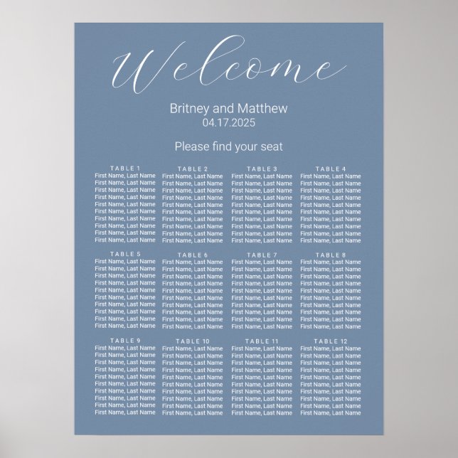 Poster Gráfico de Assentos de Casamento Simples Minimalis (Frente)
