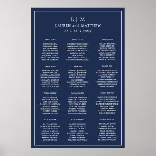 Poster Gráfico de Assentos de Casamento Simples Monograma