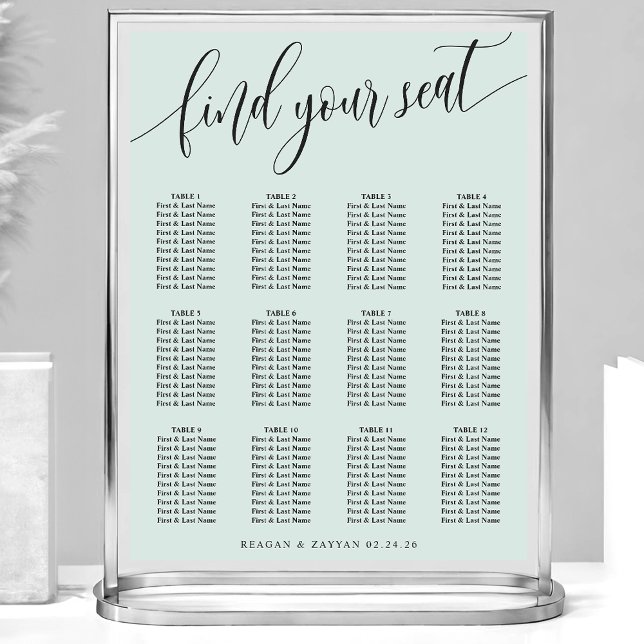 Poster Gráfico de Assentos de Casamento Simples Pastel Mi (Criador carregado)