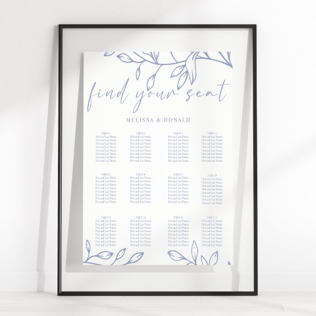 Poster Gráfico de Assentos de Casamento Simples Periwinkl (Criador carregado)