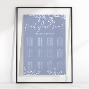 Poster Gráfico de Assentos de Casamento Simples Periwinkl