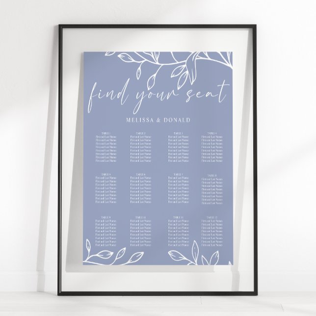 Poster Gráfico de Assentos de Casamento Simples Periwinkl (Criador carregado)