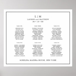 Poster Gráfico de Assentos de Casamento Simples Preto e B