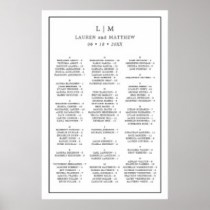 Poster Gráfico de Assentos de Casamento Simples Preto e B