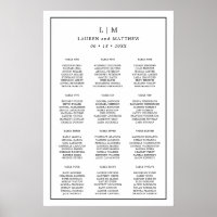 Gráfico de Assentos de Casamento Simples Preto e B