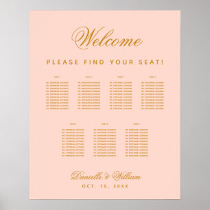Poster Gráfico de assentos de casamento simples Rosa Bege