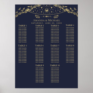 Poster Gráfico de Assentos de Casamento Tarot Místico Dou