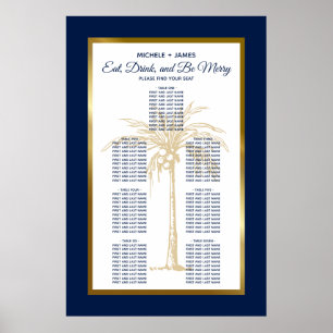 Poster Gráfico de Assentos de Casamento Tropical Palma Az