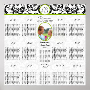Pôster Gráfico de Assentos de Casamento Verde Branco Negr