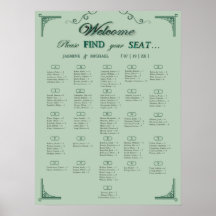 Gráfico de Assentos de Casamento Verde Chic Sage E