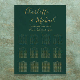 Poster Gráfico de Assentos de Casamento Verde Esmeralda e