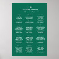 Gráfico de Assentos de Casamento Verde Esmeralda S
