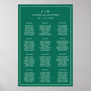 Poster Gráfico de Assentos de Casamento Verde Esmeralda S
