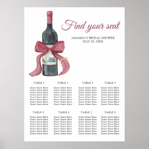 Poster Gráfico de assentos de casamento Watercolor Wino a
