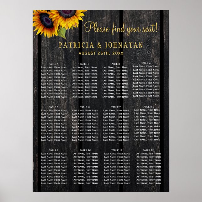 Poster Gráfico de assentos de casamentos de flores solare (Frente)