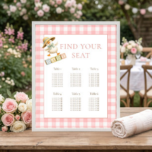 Poster Gráfico de Assentos de Chuvinha de Bebê Rosa Silly