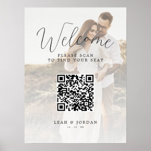 Poster Gráfico de Assentos de Código QR de Casamento de F