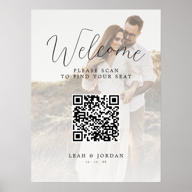 Poster Gráfico de Assentos de Código QR de Casamento de F (Frente)