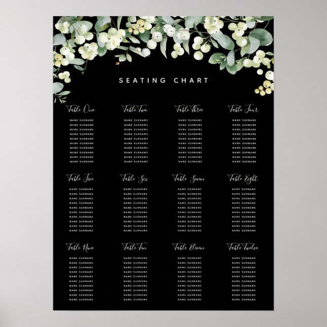 Poster Gráfico de Assentos de Festas de Natal de Snowberr (Frente)