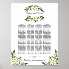 Poster Gráfico de Assentos de Flores Brancas Elegantes em