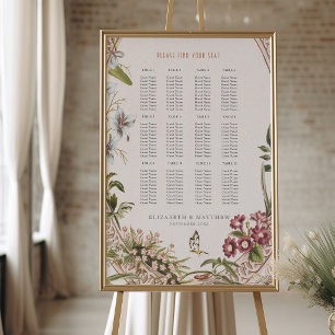 Poster Gráfico de Assentos de Flores Silvestres Casamento