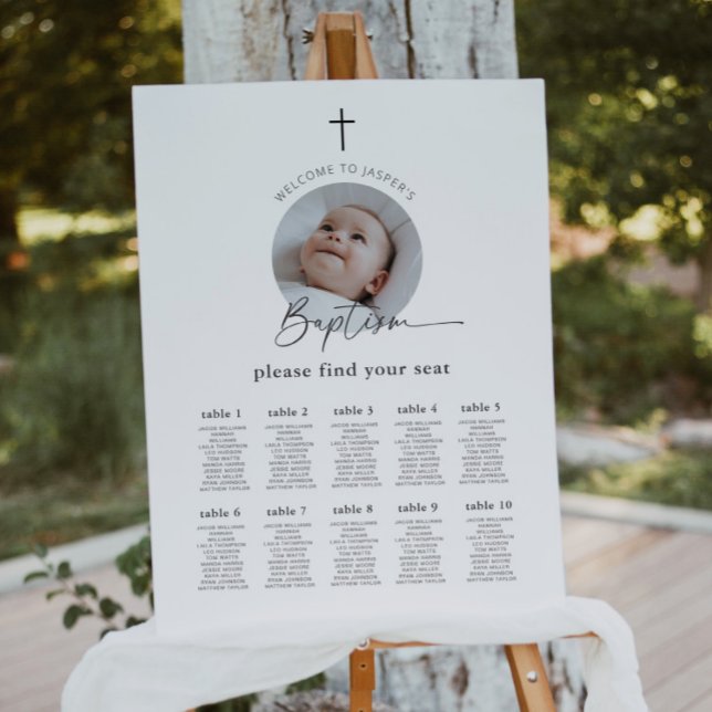 Poster Gráfico de Assentos de Foto Baptism (Zazzle Baptism Photo Seating Chart)