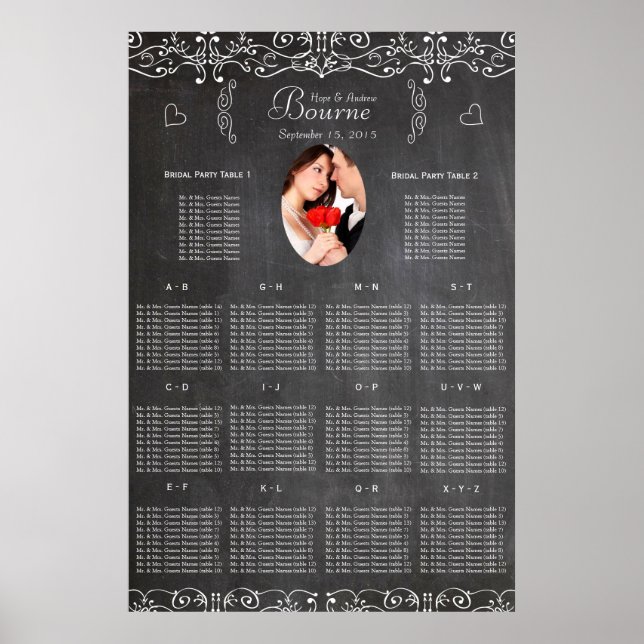 Poster Gráfico de Assentos de Foto de Quadro Negro Modern (Frente)