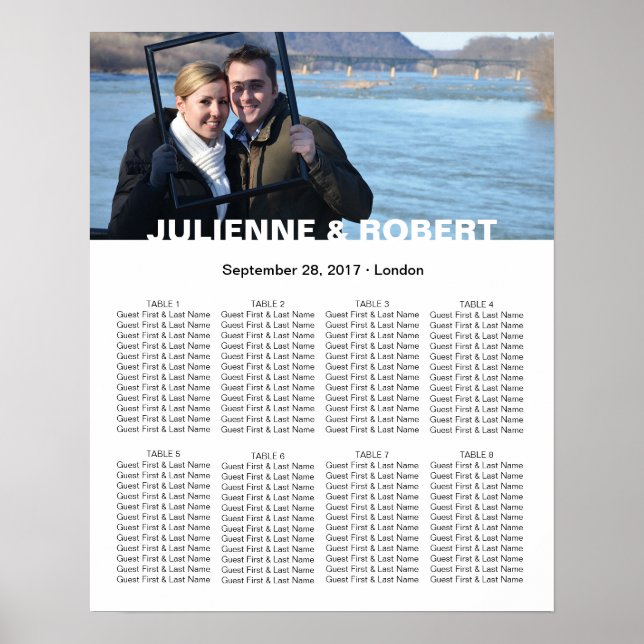 Poster Gráfico de Assentos de Foto Moderno de Bebê Azul (Frente)