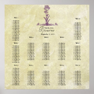 Poster Gráfico de Assentos de Galho de Flor Selvagem Roxa