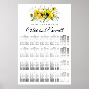 Poster Gráfico de Assentos de Girassol Amarelo Moderno de