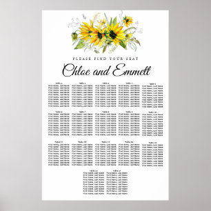 Poster Gráfico de Assentos de Girassol Amarelo Moderno de