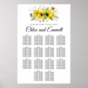 Poster Gráfico de Assentos de Girassol Amarelo Moderno de