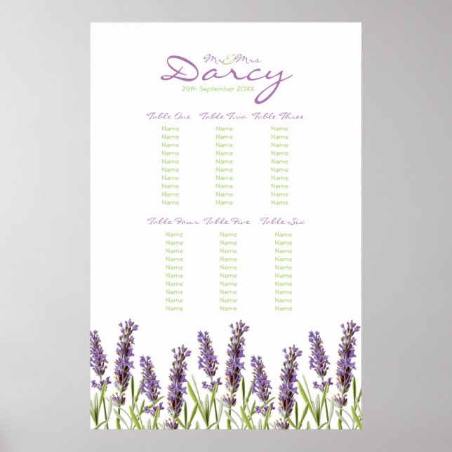 Poster Gráfico de Assentos de lavanda (Frente)