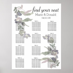 Poster Gráfico de Assentos de Lavanda de Flores Selvagens