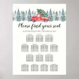 Poster Gráfico de Assentos de Mesa 14 Red Truck Natal