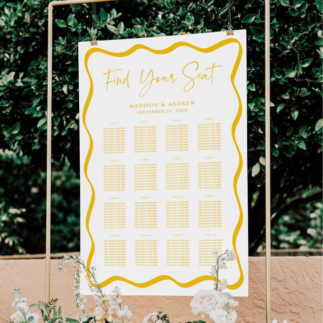 Poster Gráfico de Assentos de Mesa 16 com Quadro de Onda  (Criador carregado)