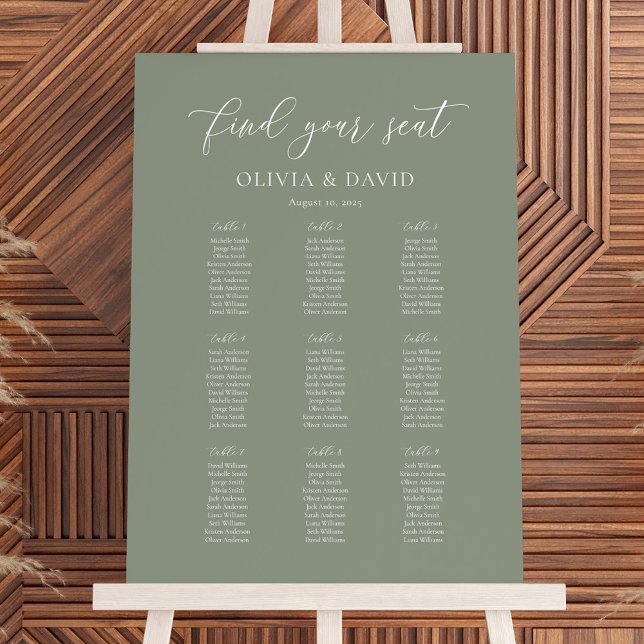 Poster Gráfico de Assentos de Mesa 9 Cor Verde Sálvia Ele (Criador carregado)