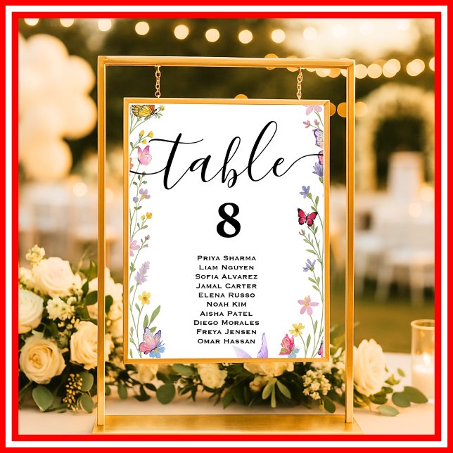 Poster Gráfico de Assentos de Mesa de Casamento de Flor S (Criador carregado)