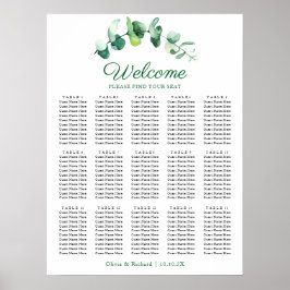 Poster Gráfico de Assentos de Mesa de Casamento Eucalipto
