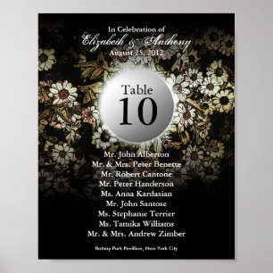 Pôster Gráfico de Assentos de Mesa de Casamento Floral Na