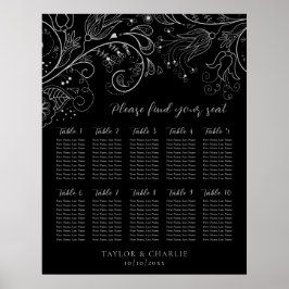 Poster Gráfico de Assentos de Mesa de Casamento Floral Pr