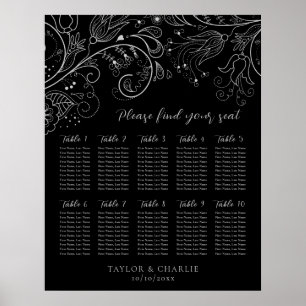 Poster Gráfico de Assentos de Mesa de Casamento Floral Pr
