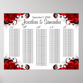 Pôster Gráfico de Assentos de Mesa de Casamento Vermelho 