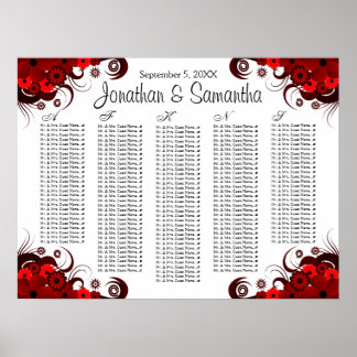 Pôster Gráfico de Assentos de Mesa de Casamento Vermelho