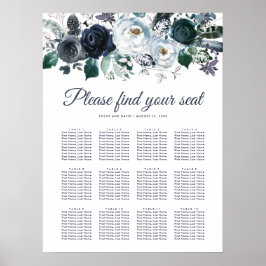 Poster Gráfico de Assentos de Mesa do Casamento de Peony