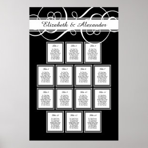 Pôster Gráfico de Assentos de Mesa do Janto 14 de Casamen