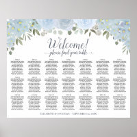 Gráfico de Assentos de Mesa Floral Boho Chic Azul